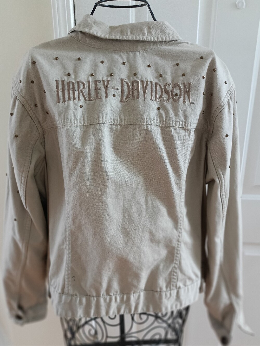 Harley-Davidson Women's Light Beige Studded Denim Jacket - Picture 5 of 16